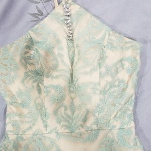 A beautiful green and beige long dress